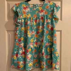 Haptics Floral Top- Teal and Multicolor